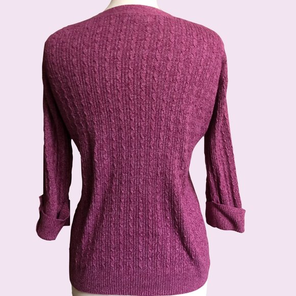 Mulberry Sweater with Gold Button Accents - Picture 4 of 6